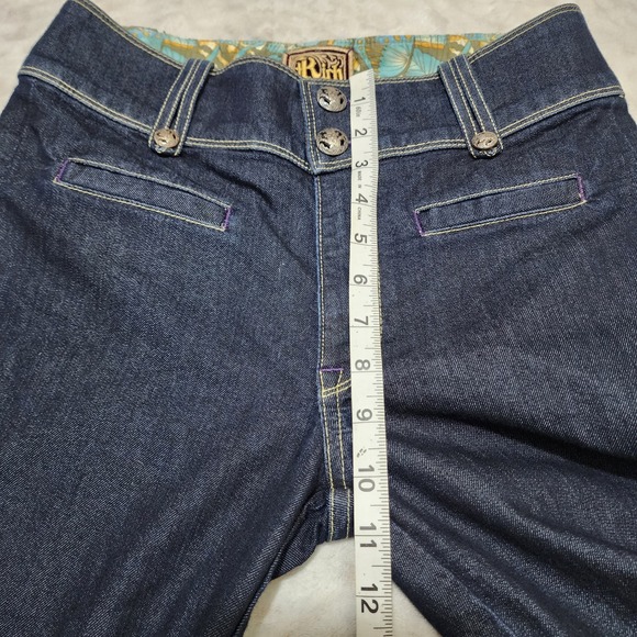 Rich & Skinny Flare Leg Jeans Sz  28 Made in Usa Dark Wash Boho Western - Picture 10 of 13
